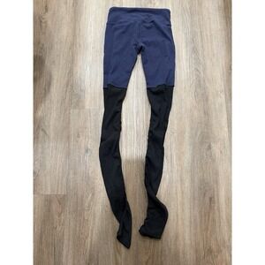 ALO YOGA GODDESS ruched ribbed two-tone color-block stretch knit leggings Xsmall